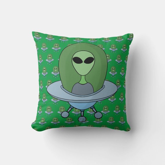 Alien in his little spaceship cushion (Front)
