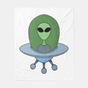 Alien in his little spaceship fleece blanket