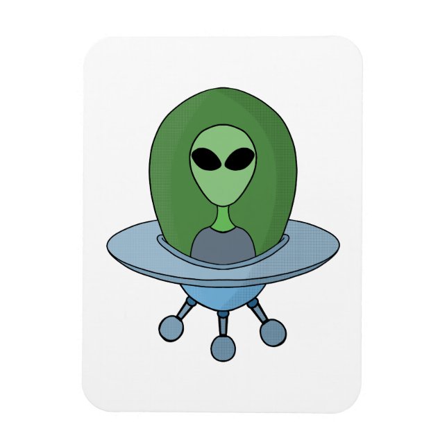 Alien in his little spaceship magnet (Vertical)