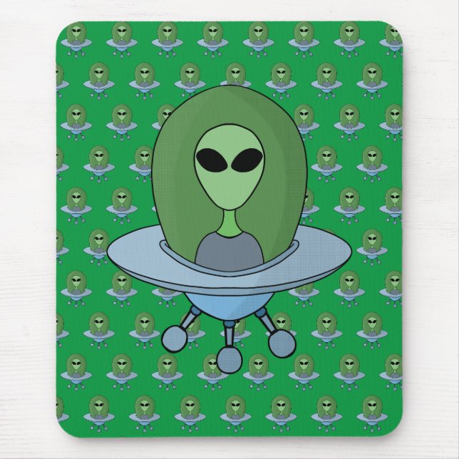 Alien in his little spaceship mouse pad (Front)