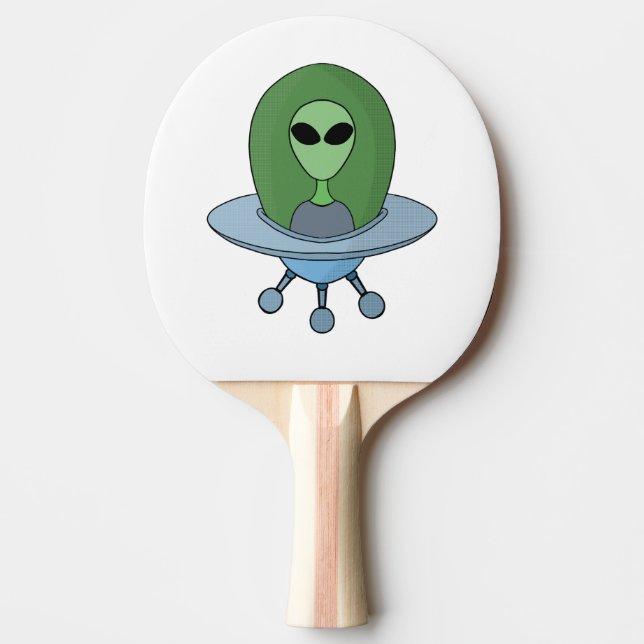 Alien in his little spaceship ping pong paddle (Front)