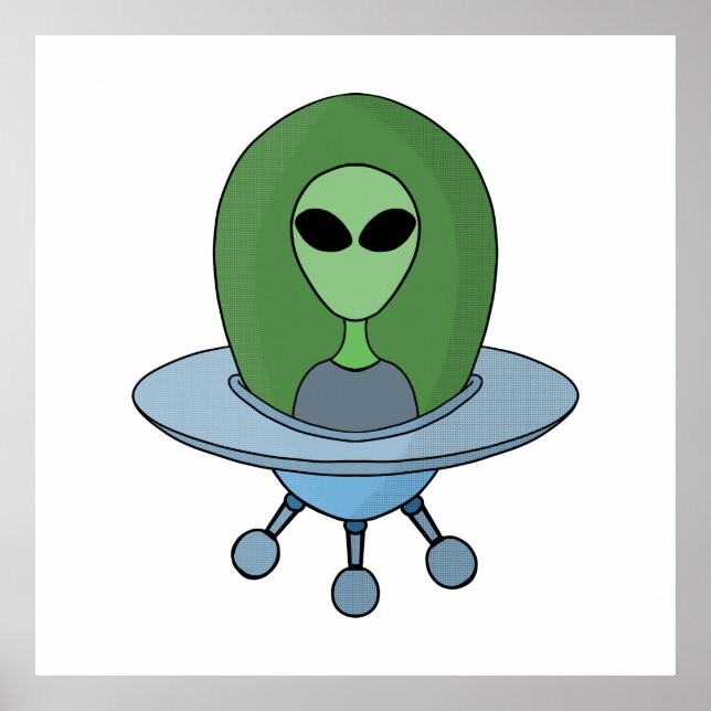 Alien in his little spaceship poster (Front)