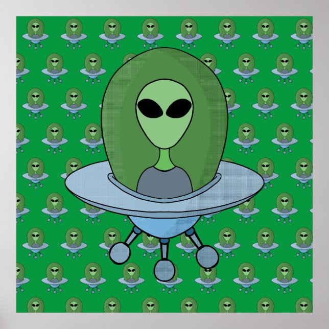 Alien in his little spaceship poster (Front)