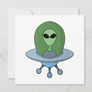 Alien in his little spaceship save the date
