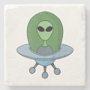 Alien in his little spaceship stone coaster