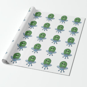 Alien in his little spaceship wrapping paper