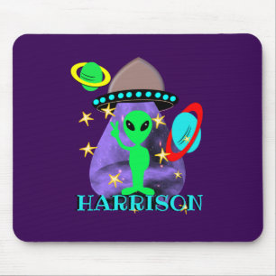 Alien In Outer Space fun Kids Personalised Mouse Pad