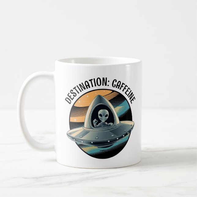 Alien in Spaceship Coffee Mug (Left)