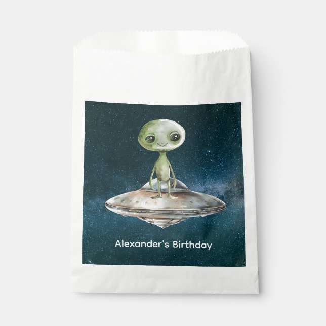 Alien Invasion Outer Space Birthday Favour Bag (Front)