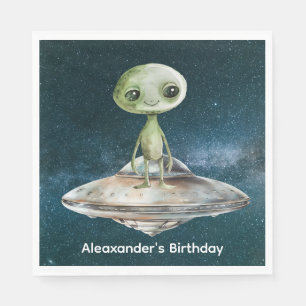 Alien Invasion Outer Space Birthday Napkin