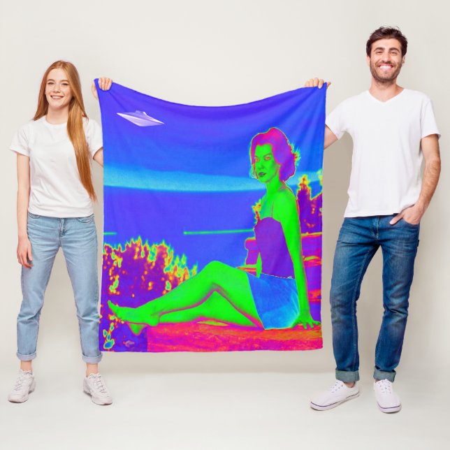 Alien Invasion Pop Art Fleece Blanket (In Situ)