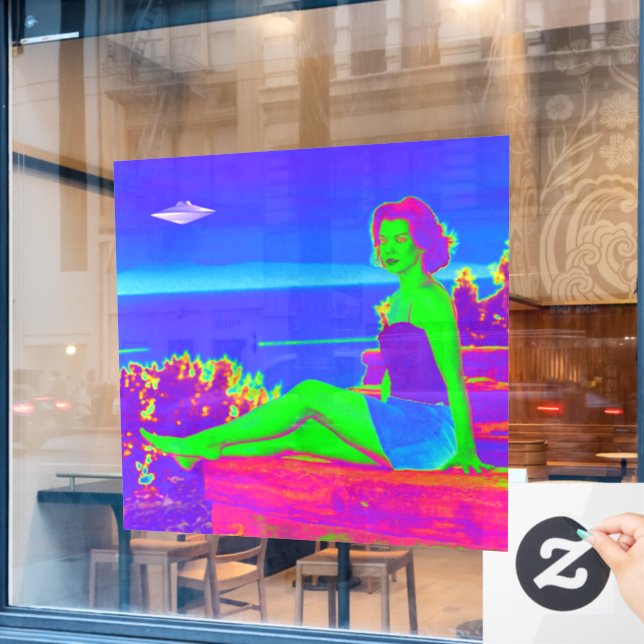 Alien Invasion Pop Art Window Cling (Cafe Window)