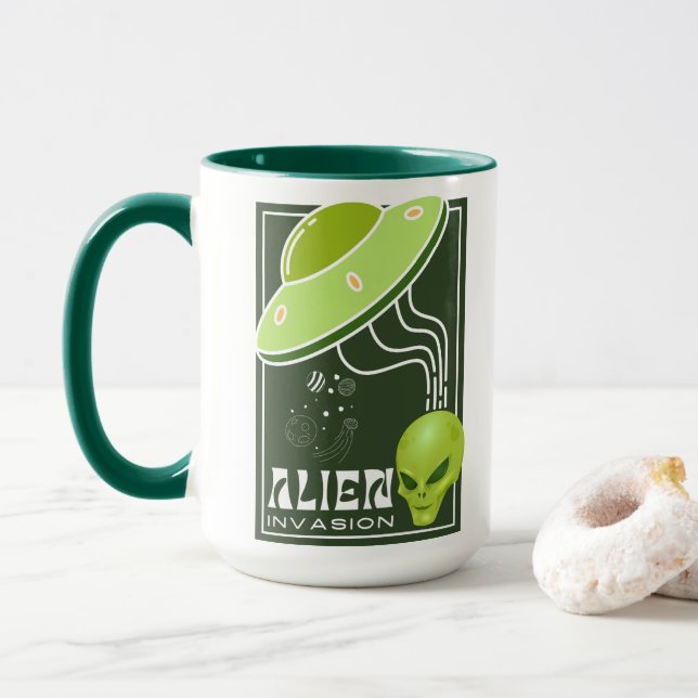 Alien Invasion UFO galaxy Mug (With Donut)