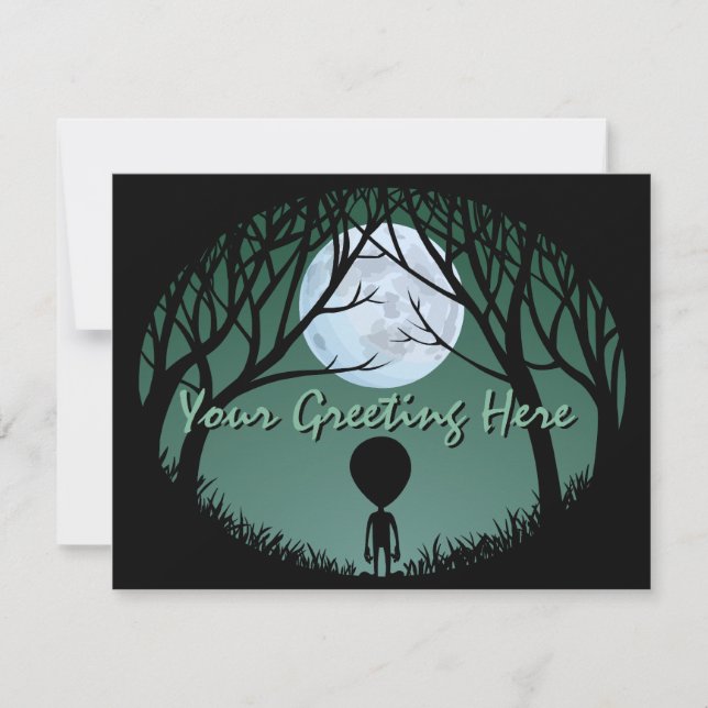 Alien Invitations Personalised Cute Alien Art RSVP (Front)