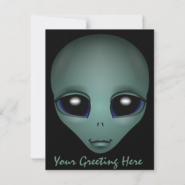 Alien Invitations Personalised Cute Alien Art RSVP (Front)