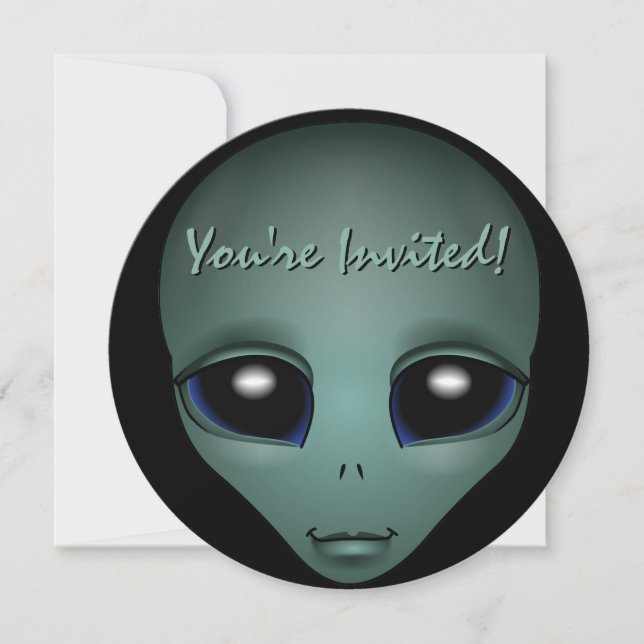 Alien Invitations Personalised Cute Alien Art RSVP (Front)