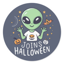Alien Joins Halloween Sticker