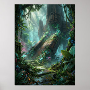 Alien Jungle Ruins Landing Site Poster