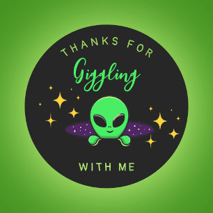 Alien Kids birthday party favour Classic Round Sticker