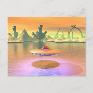 Alien Lake UFO Take Off Postcard