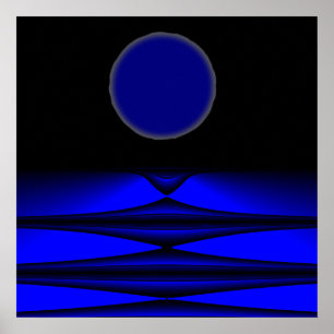 Alien land full moon night poster