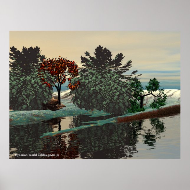 ALIEN LANDSCAPE /LAGOON IN HYPERION Sci_Fi Poster (Front)