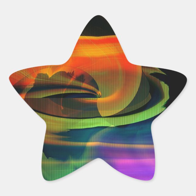 Alien Landscape Rainbow Abstract Star Sticker (Front)