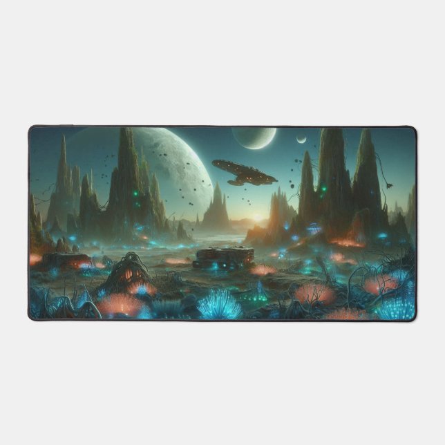 Alien Landscape, Science Fiction Design  Desk Mat (Front)