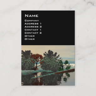 ALIEN LANDSCAPE,TREES LAGOON HYPERION Sci Fi Black Business Card
