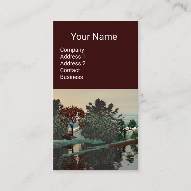ALIEN LANDSCAPE,TREES LAGOON HYPERION Sci Fi Brown Business Card (Front)