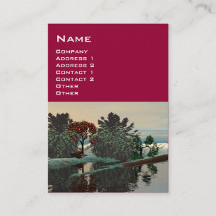 ALIEN LANDSCAPE,TREES LAGOON HYPERION Sci Fi Red Business Card