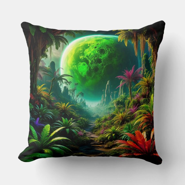 Alien Landscape with Lush Vegetation Cushion (Front)