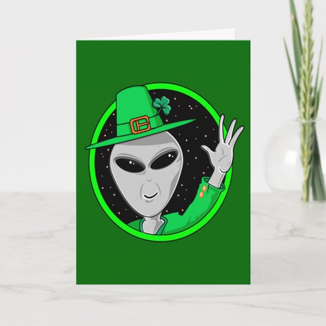 Alien Leprechaun St. Patrick's Day Card (Front)