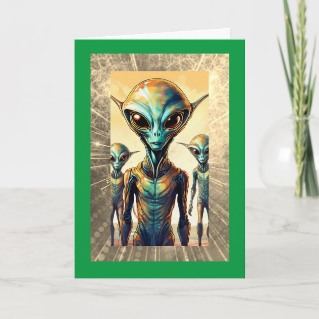 Alien Life at 40, 5" x 7" Folded Birthday Card (Front)