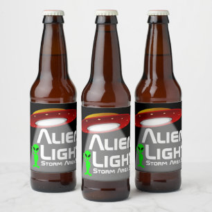 Alien Light Storm Area 51 Beer Bottle Label