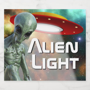 Alien Light Storm Area 51 Beer Bottle Label