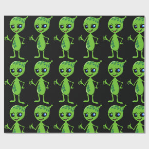 ALIEN LITTLE GREEN MAN CHRISTMAS Wrapping Paper