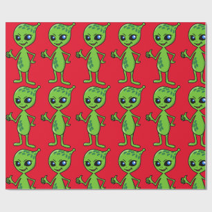 ALIEN LITTLE GREEN MAN CHRISTMAS Wrapping Paper