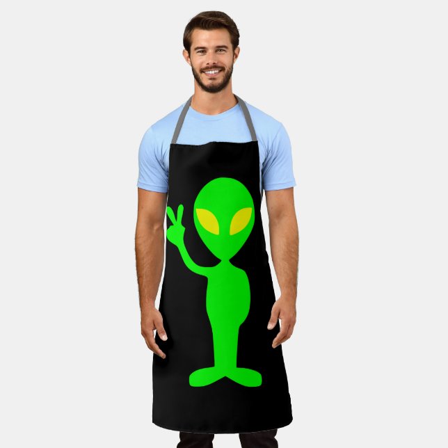 ALIEN LITTLE GREEN MAN DAD KITCHEN APRON (Worn)