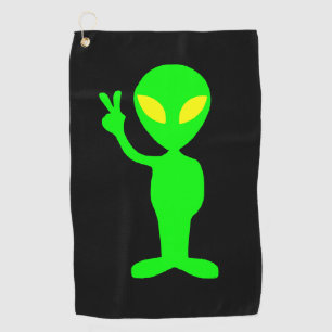 ALIEN LITTLE GREEN MAN GOLF TOWEL
