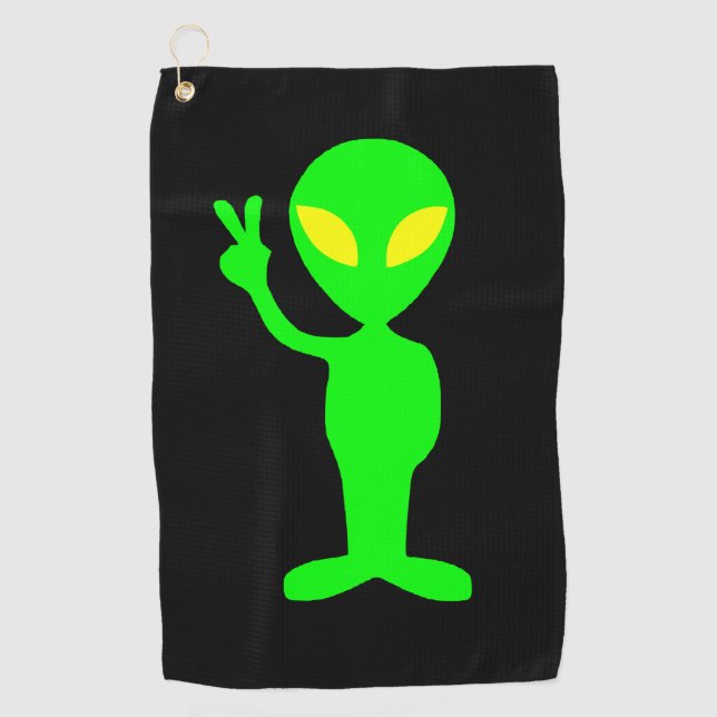 ALIEN LITTLE GREEN MAN GOLF TOWEL (Front)