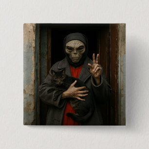 Alien Love 15 Cm Square Badge