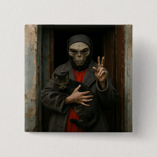 Alien Love 15 Cm Square Badge