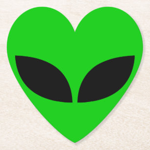 Alien Love Heart Paper Coaster