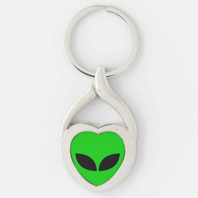 Alien Love Heart Paper Coaster Key Ring (Front)