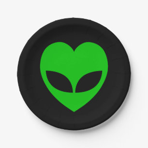 Alien Love Heart Paper Plates