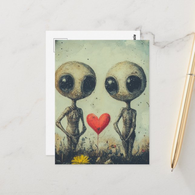Alien Love Postcard (Front/Back In Situ)