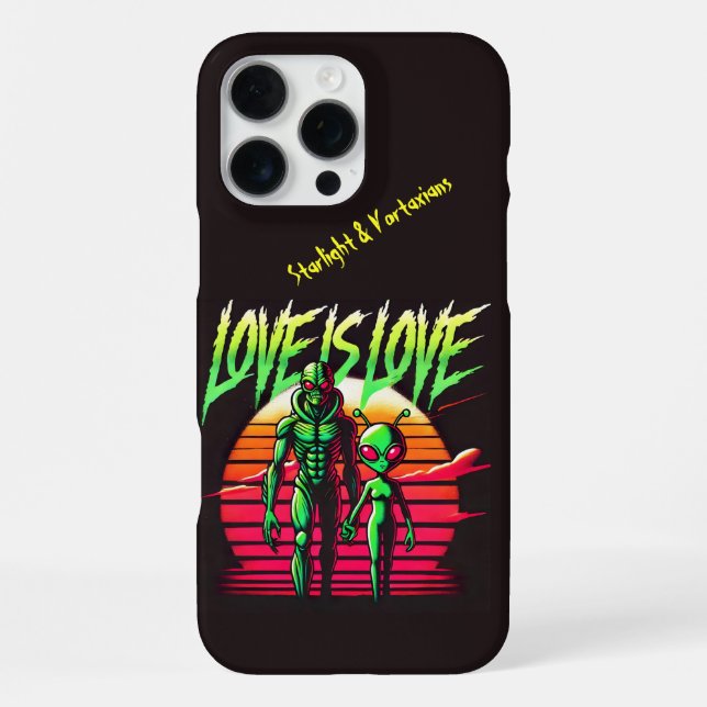 Alien Lovers Glowing Under Sunset iPhone Case (Back)