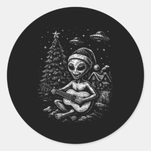 Alien Loves Christmas  Classic Round Sticker