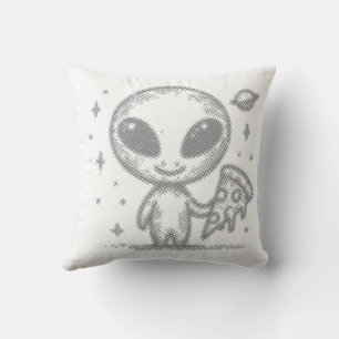 Alien loves pizza cushion